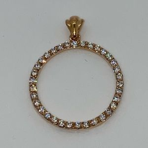 Gold circle sparkly crystal pendant